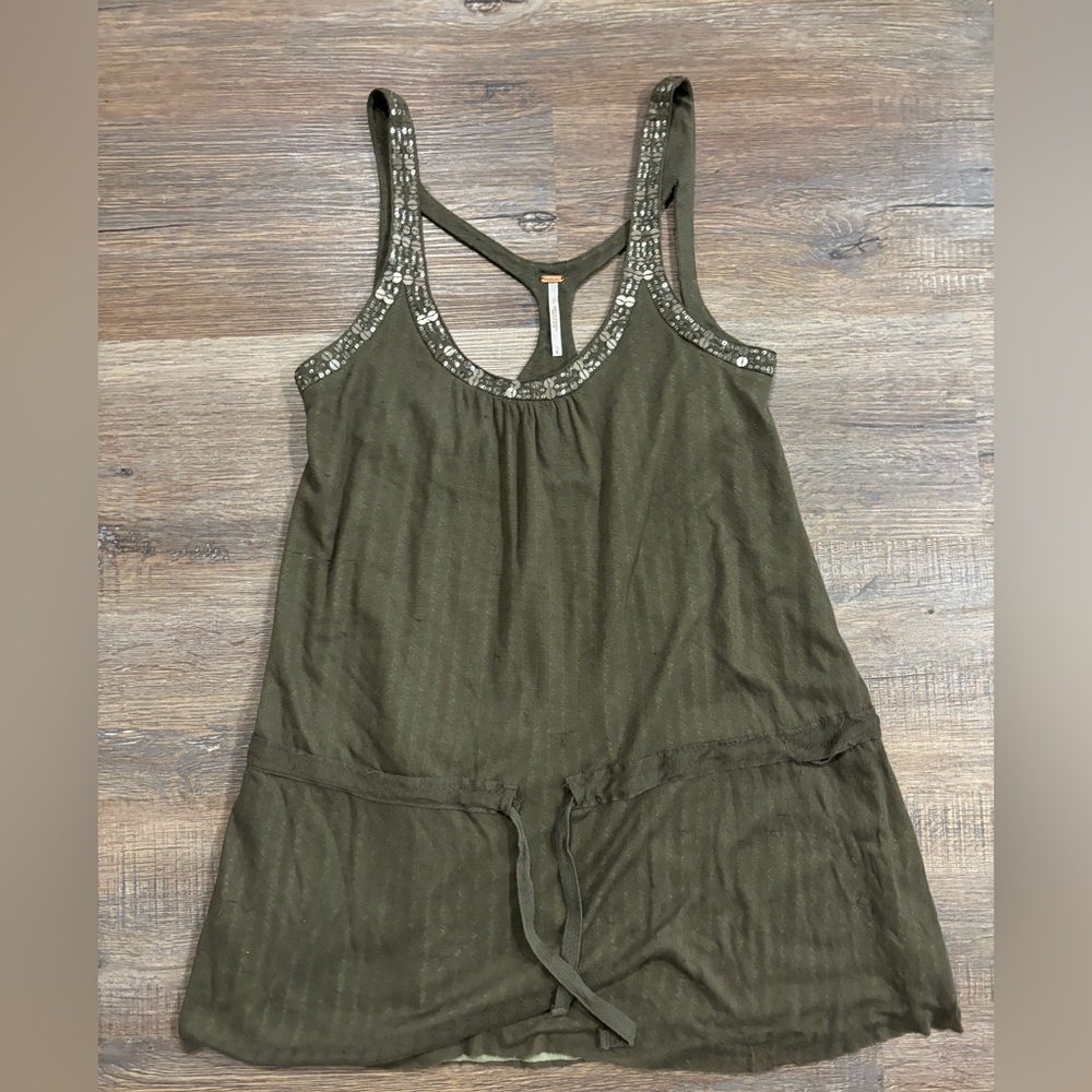 Free People Khaki Sequin Mini Dress